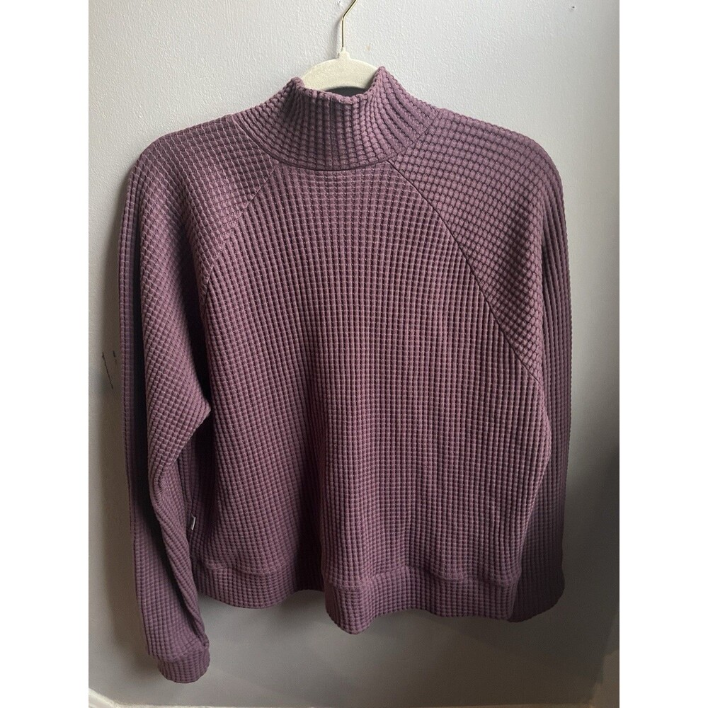 The North Face Womens M Purple Waffle Knit Mock Neck Cotton Pullover